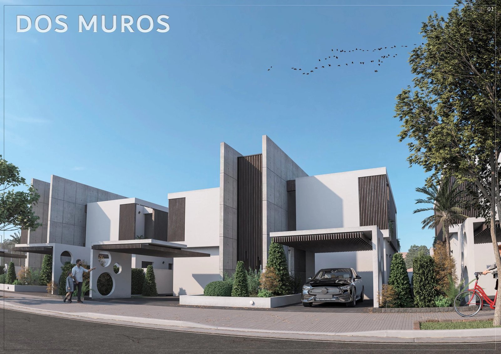 DOS MUROS — lámina 01, render exterior